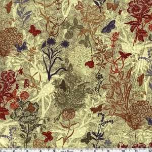  45 Wide Botanical Fantasy Floral Sprigs Green Fabric By 