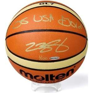  Lebron James Signed Ball   with 08 USA Gold Inscription 