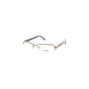 com New Prada VPR 64H 7BP Brown Bronze Metal Semi Rimless Eyeglasses 