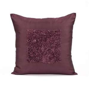   Burgundy Silk Dupioni Ribbon Frill Throw Pillow Cover