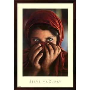  Afghan Girl Framed Poster Print by Steve Mccurry, 26x38 