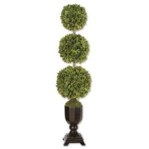  UT60051   Three Ball Boxwood Topiary in Black Urn