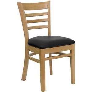   Wood Ladder Back Wood Restaurant Chair Black Seat: Home & Kitchen