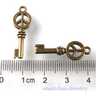   Antique Bronze Peace Symbol Key Pendant Lots 26mm Vintage Charm 141068