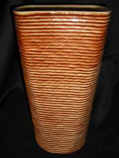   Shawnee Rope/Twine Textured Vase 9 Tall Decorative Art Pottery Browm