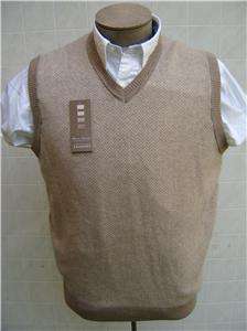 Un Dyed Pure 2 Ply Cashmere DANIEL Argyle Hand Sweater Vest Khaki L 