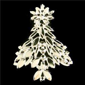 Christmas Tree Brooch Pin Clear Swarovski Crystal Flower  