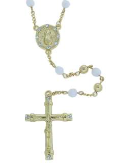 GOLD AND WHITE ROSARY STYLE#RGW4