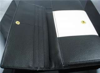   Face Black Long Checkbook Leather Clutch Cards Purse Wallet Pouch Bag