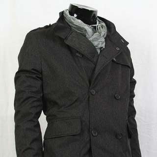   Short Casual Double Jacket PEA Coat Dark Grey US size M~XXL  