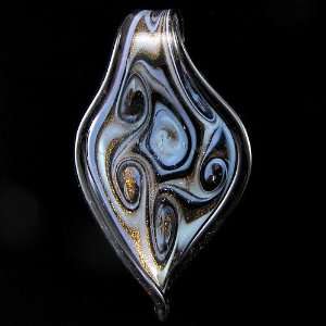    70mm Murano lampwork glass leaf pendant bead 40482