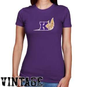 Knox College Prairie Fire Ladies Purple Distressed Logo Vintage Slim 