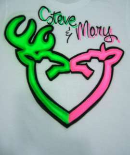 Personalized Airbrush Girl & Boy Deer Couple with Name size S M L XL T 
