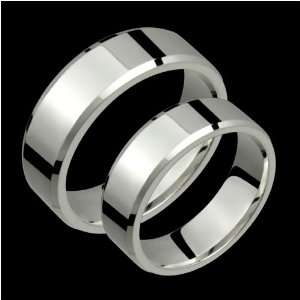 Lisle   Exclusive 7mm Wide Platinum Wedding Band with Bevelled Edge 