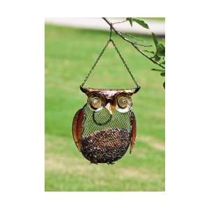 Owl, Metal and Glass Bird Feeder   (Bird Feeders) (Owl) (Seed Feeders)