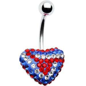    Patriotic Heart Austrian Crystal Evolution Belly Ring Jewelry