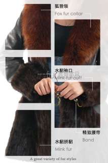 Mink fur jacket mixed sheep skin with fox fur collar  