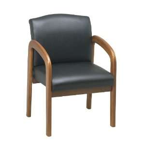  Wood Visitors Chair with Faux Leather