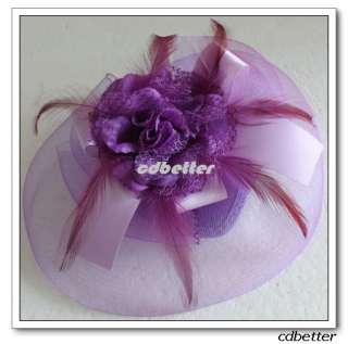  Purple Big Birdcage Style Veil Millinery Hat Hair Clip Fascinators