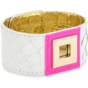   Extreme Neon Python and Metal Square Soft Cuff Bracelet Jewelry