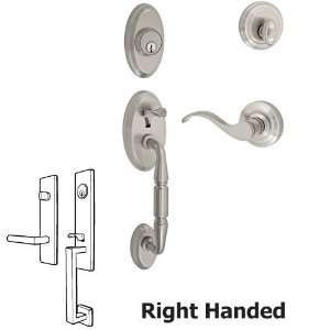 Weston two piece handleset with right handed virginia lever in brushed