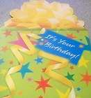 Diecut Birthday Greeting Card Colorfully Wrapped Gift with Yellow Bow