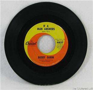   MAN ANSWERS / A TRUE TRUE LOVE 1962 Bobby Darin 45 rpm Vinyl Recording