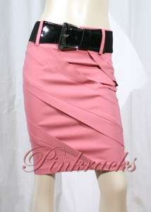 New Dust Pink Side Layered Pencil Skirt With Design Belt  