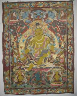 50Old Tibetan Golden Monastery Yellow Jambhala Thangka  