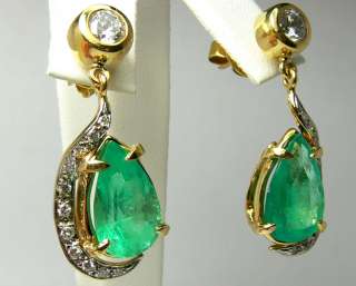Divaesque! Custom Colombian Emerald & Diamond Earrings 12cts  