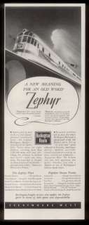 1938 GREAT art deco train Burlington Route Zephyr vintage print ad 