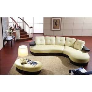 Sectional Sofa 102 Cream Leather by ESF 