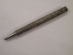 OLD FIGURAL JEWISH SILVER PLATE BALL POINT PEN PARTS  