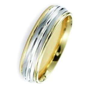  7.0 Millimeters Two Tone Wedding Band Ring 18Kt Gold 