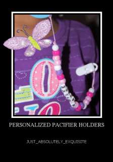 personalized custom pacifier bead clip holder girl/boy  