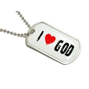  I Love Heart God   Military Dog Tag Keychain Automotive