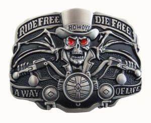 NEW   Ride Free Die Free Biker Skull Belt Buckle  