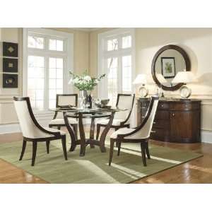 Cross Town Round Glass Pedestal Table Set with Upholstered 