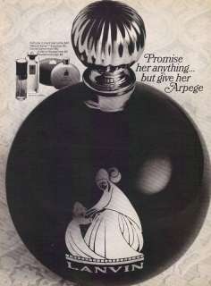 1967~LANVIN ARPEGE PERFUME~Classic Bottle~Print Ad  