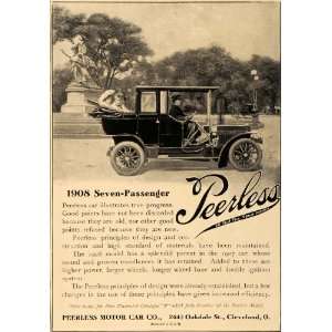  1907 Ad 1908 Seven Passenger Peerless Automobile Car 