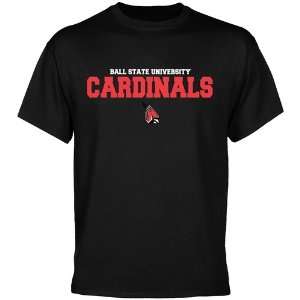 Ball State Cardinals Black University Name T shirt:  Sports 