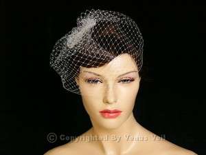 White 9 Bridal Wedding Birdcage Blusher Face Veil  