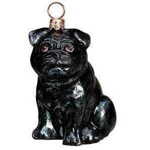  Black Pug Glass Christmas Ornament: Home & Kitchen