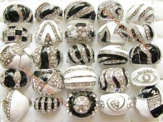   jewelry mixed lots 25 piece craft glaze Rhinestone silver rings  