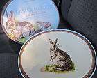 Antique Easter Sunken Rabbit and Clover Plate, Milk Glass
