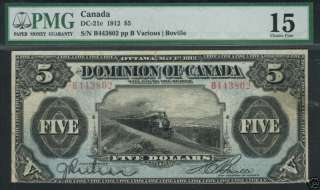 TMM* Dominion Of Canada Train Note Five Dollars 1912 P#31c PMG F15 