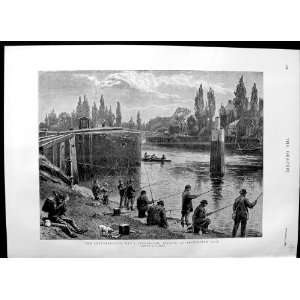    1892 ManS Recreation Fishing Teddington Lock River