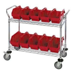  Chrome WIre Shelving Utility Cart with Plastic Bins   WRC2 