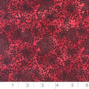  45 Wide Shangri La Chrysanthemum Red/Black Fabric By The 
