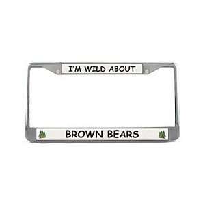  Brown Bear License Plate Frame (Chrome): Patio, Lawn 